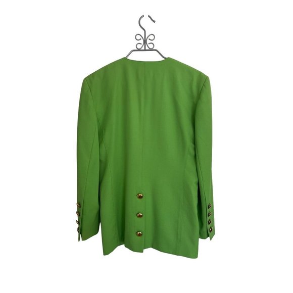 Escada Apple Green Gold  Button Jacket - Sz 40  8/10 Professionally Cleaned - Picture 3 of 15